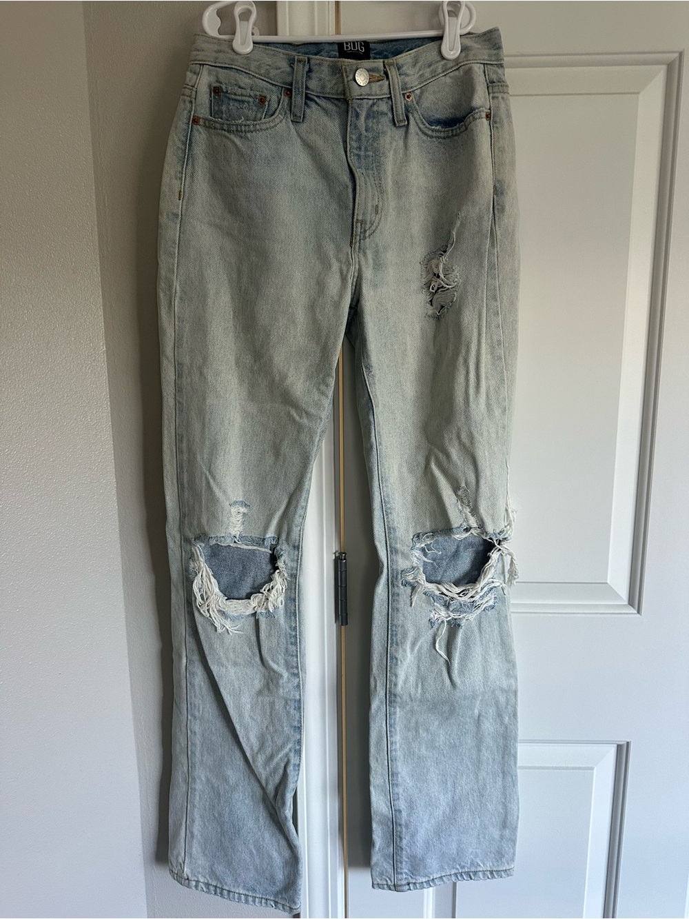 BDG Light Wash Distressed Boot Cut Jeans - Light Blue